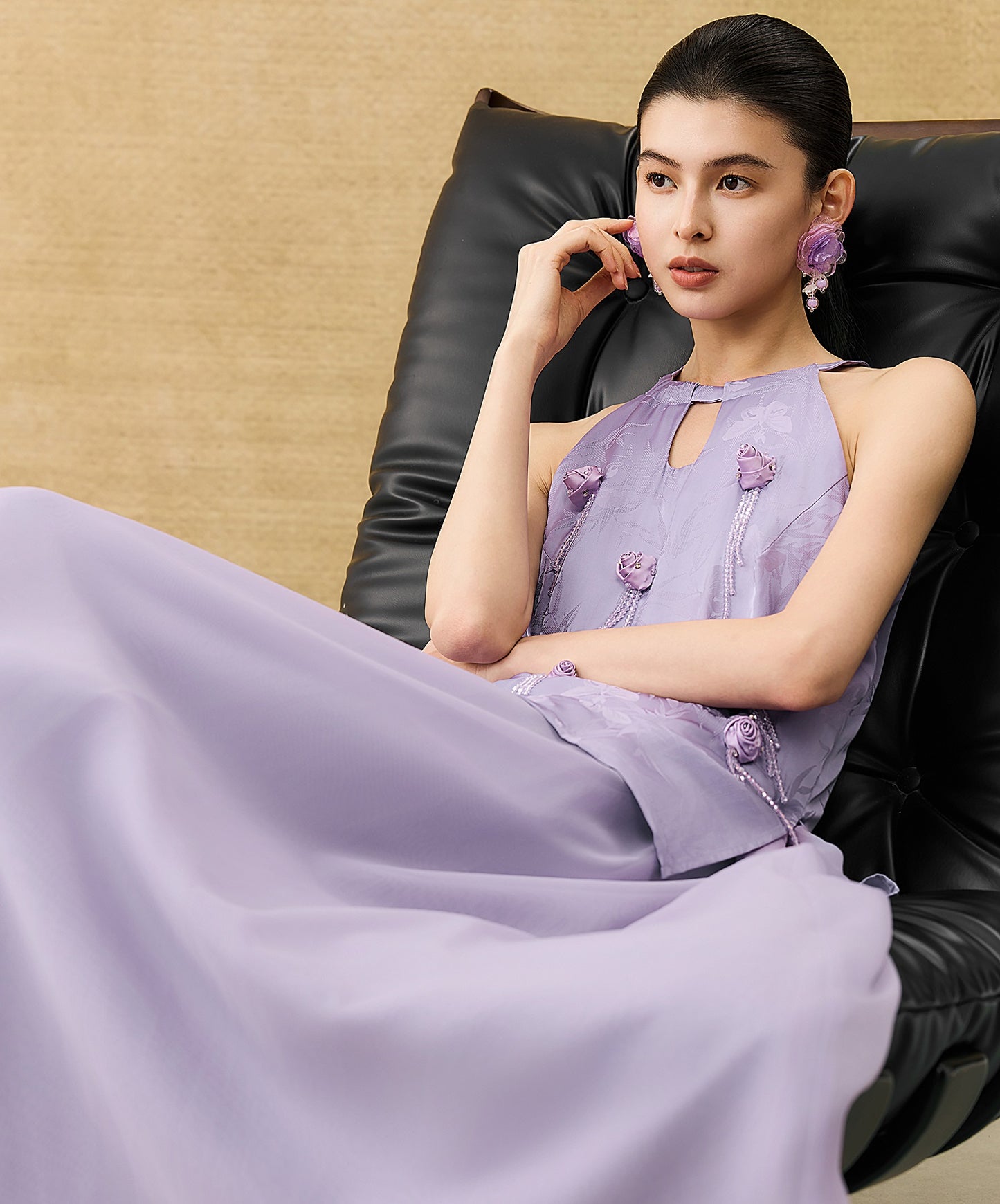 HECO Chinese Handmade Rose Fake Two-Piece Dress  - WORK.