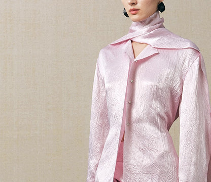 ZHUCHONGYUN irregular long sleeve shirt and ruched long skirt outfit set-REINER.