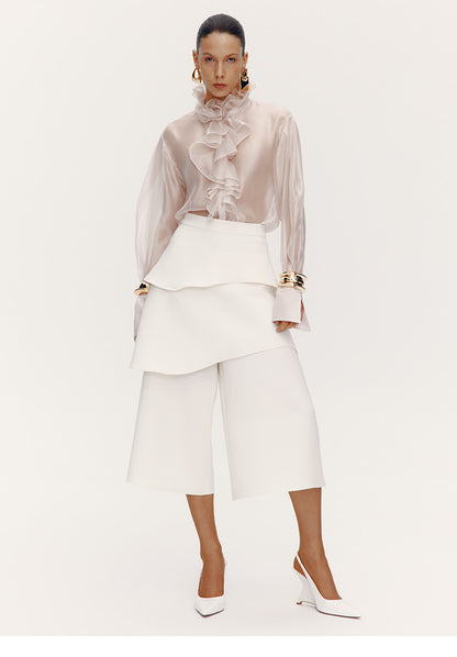 ATELIER MISS LU Fall/Winter Multi-layered Cut Splicing Cropped Culottes - SURREN