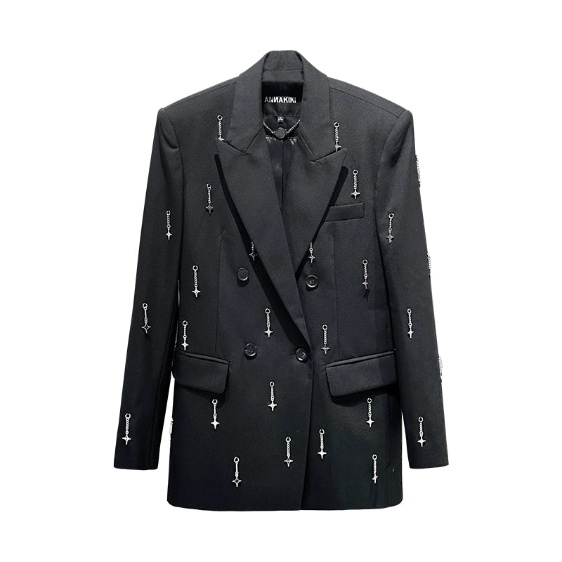 ANNAKIKI Metal Four-pointed Star Pendant Suit Jacket Women-YAGAMI