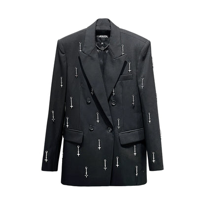 ANNAKIKI Metal Four-pointed Star Pendant Suit Jacket Women-YAGAMI