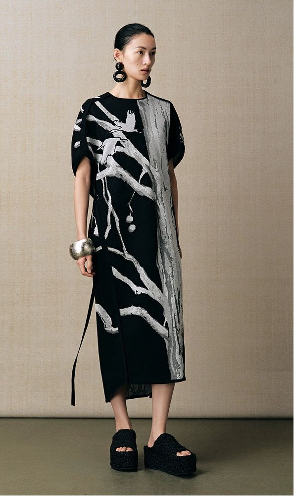 ZHUCHONGYUN new Chinese jacquard waist knit dress--URYUU.