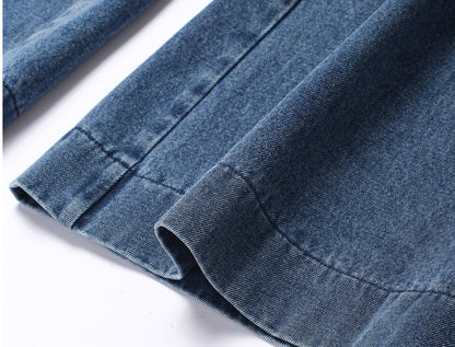 WANGXO Denim Suit Waist-Cinched Vest & Retro Flared Pants - VIOLA