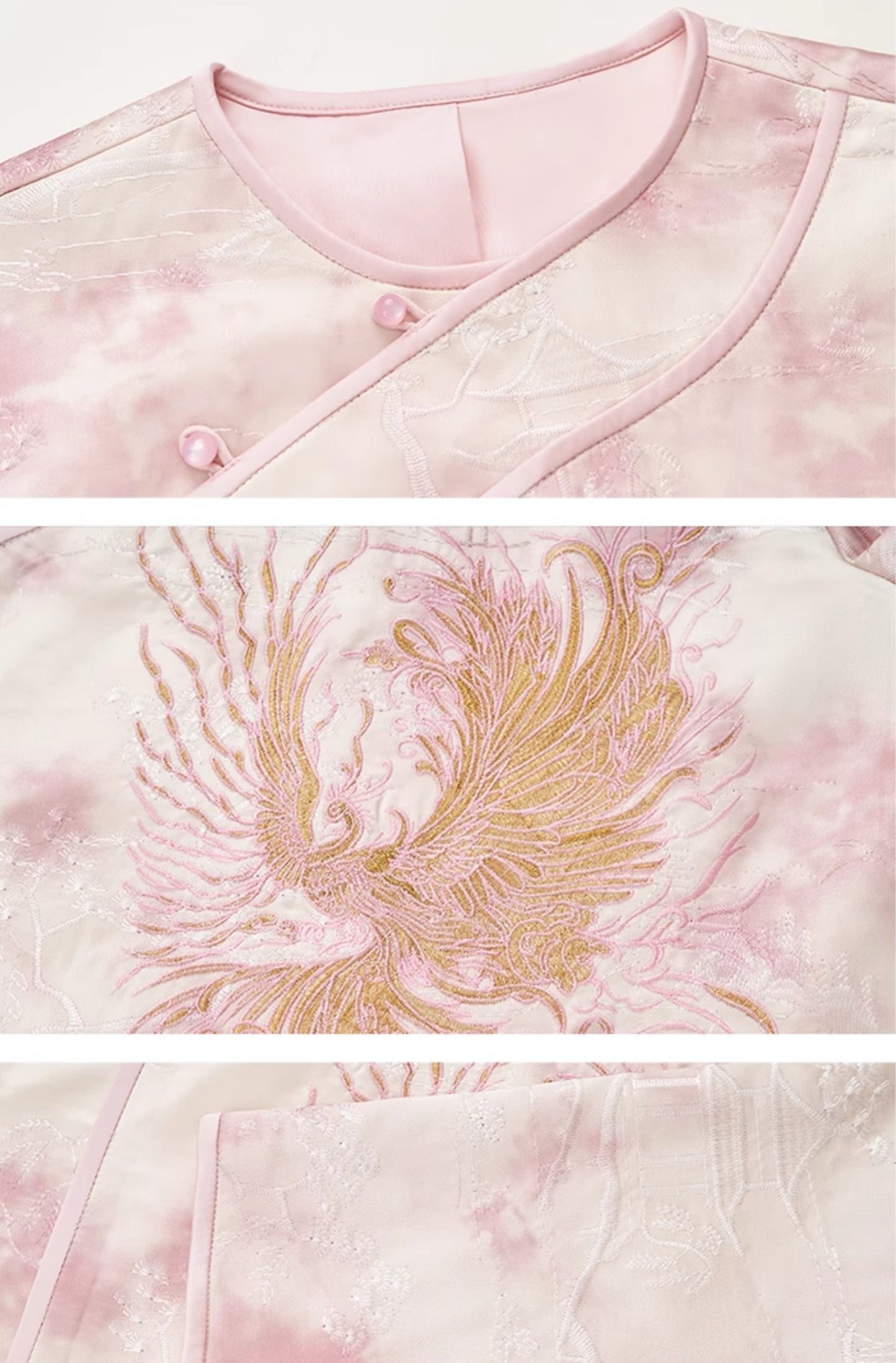 HECO 100% polyester pipa top  apricot phoenix tie-dye jacket women - guts.