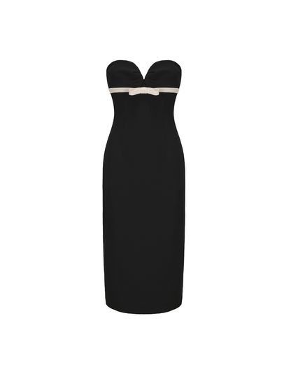 ATELIER MISS LU Linear Wrap Around Heart Bandeau Slim Dress - SUN.