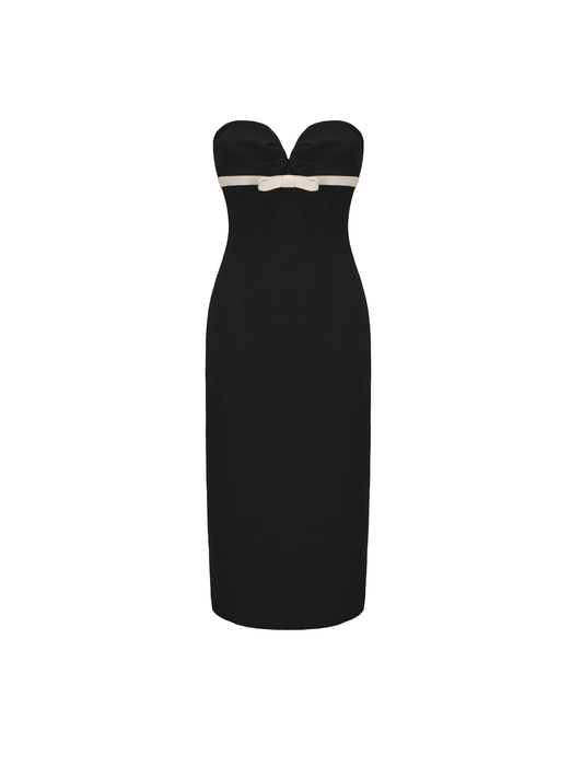 ATELIER MISS LU Linear Wrap Around Heart Bandeau Slim Dress - SUN.