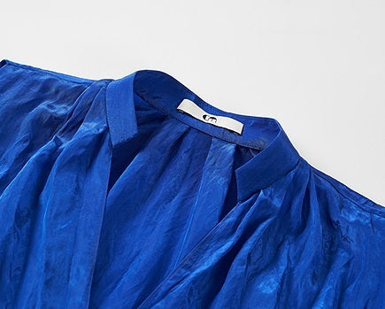 COMME MOI Women's Sleeveless V-Neck Draped Shirt blue Top - SAMUEL.