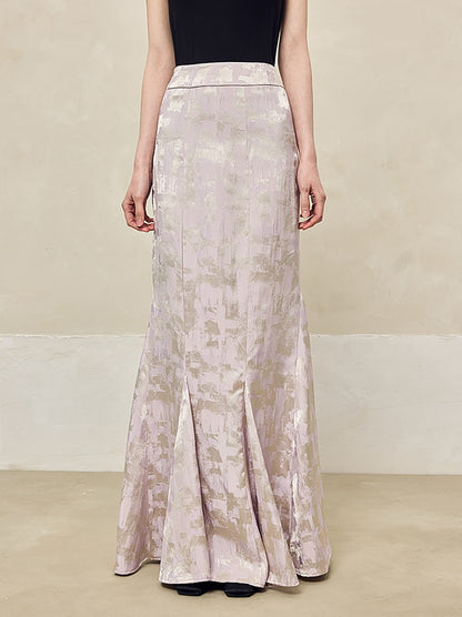 HECO Jacquard Fishtail High Waist Red Purple White Skirt Women - GRAVITY.