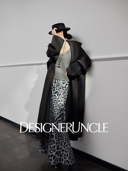 DGU|Matte Gray Trench Coat Satin Fashion High-end Loose Slimming Mid-Length Jacket - Antonia.