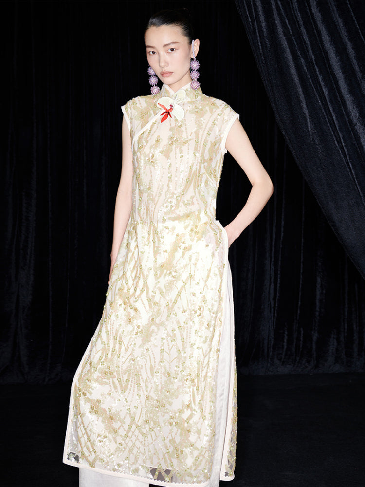 M essential Ma Kai designer brand Jinghui embroidered cheongsam long Dress - SANDRA.