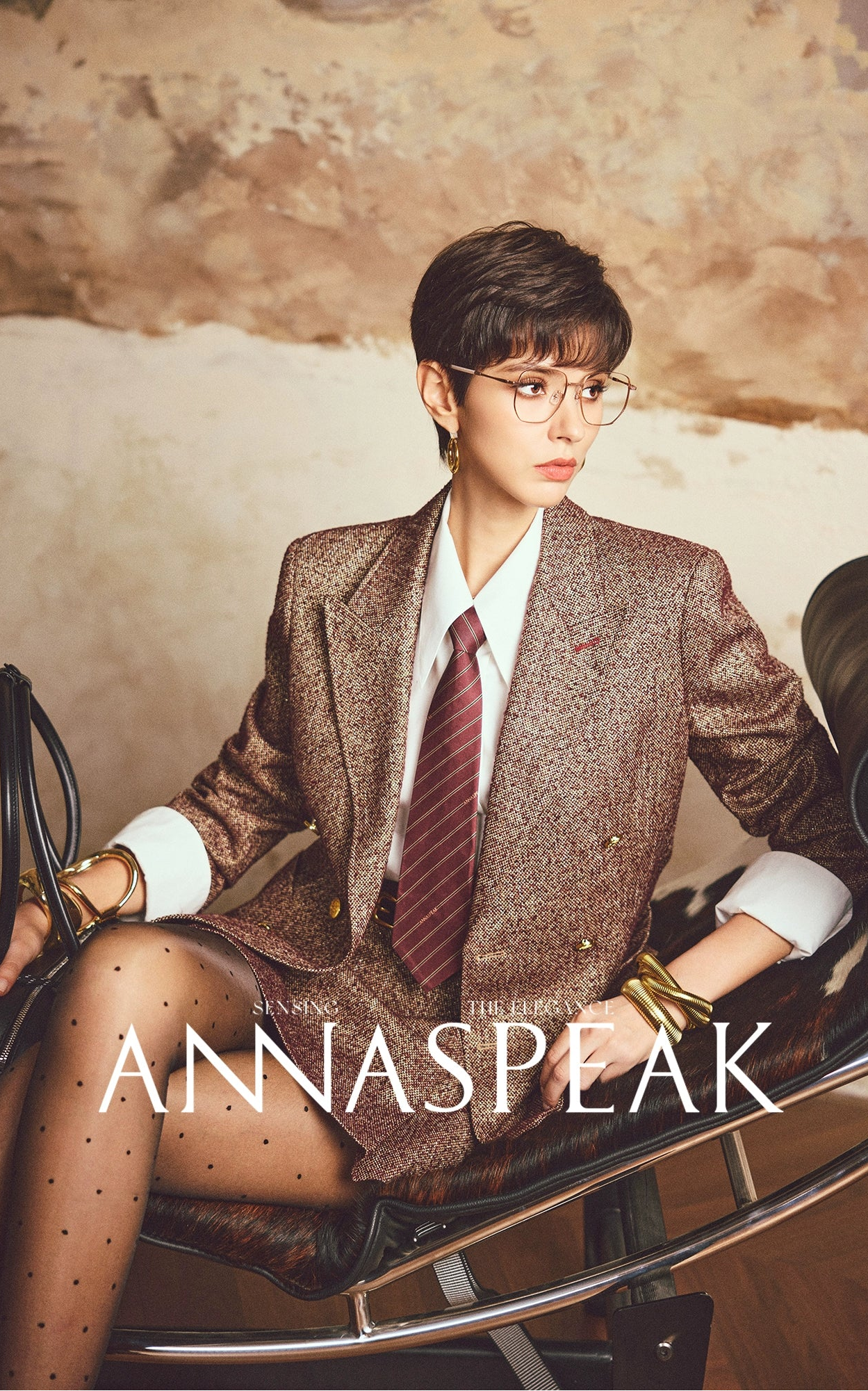 ANNASPEAK ROSSO Red Label  90s Retro Suit Skirt Set-ZEHU.