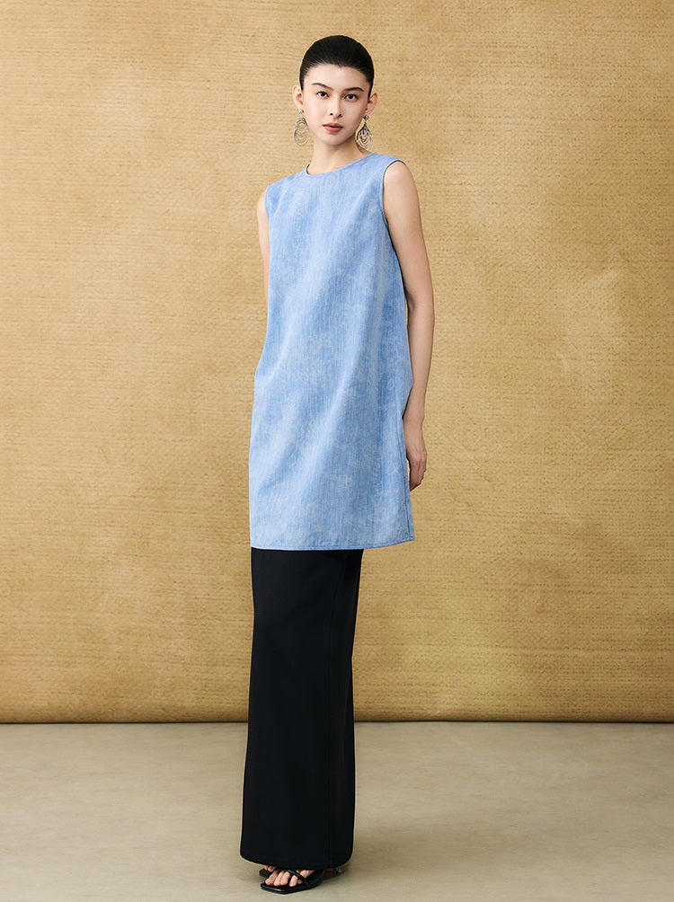 HECO Chinese women's summer  diamond blended linen vest dress - SWET.