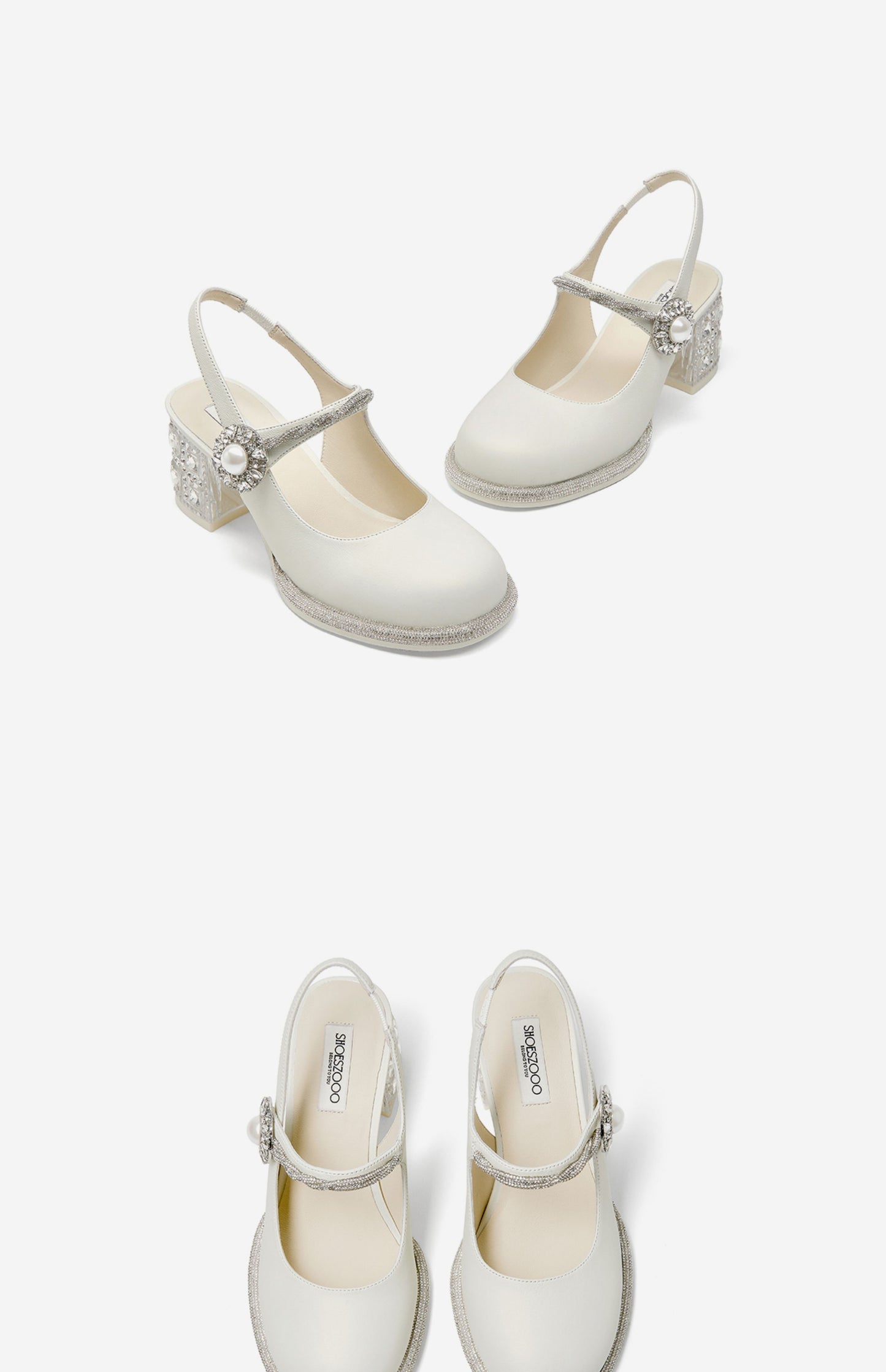 SHOESZOOO Maryjane Rhinestone Round Toe Block Heels - WISDOM.
