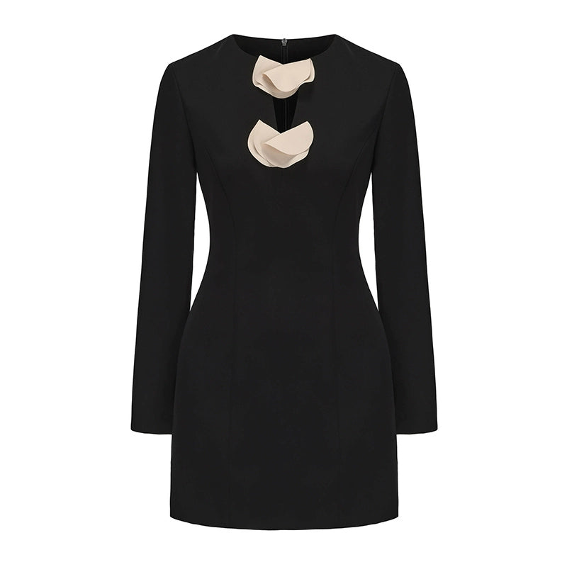 ATELIER MISS LU Orchid Patch Shape Slim Fit Long Sleeve Dress - MILDRED