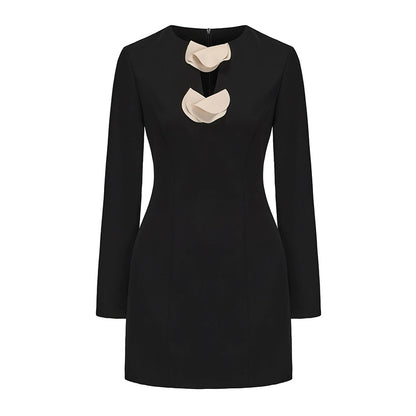 ATELIER MISS LU Orchid Patch Shape Slim Fit Long Sleeve Dress - MILDRED