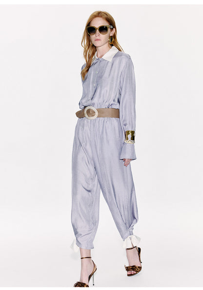 ATELIER MISS LU Ribbon Waist Acetate Jumpsuit - ARTHUR