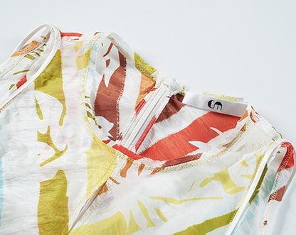 COMME MOI Lv Yan designer summer beach sleeveless print waist dress - AVA.