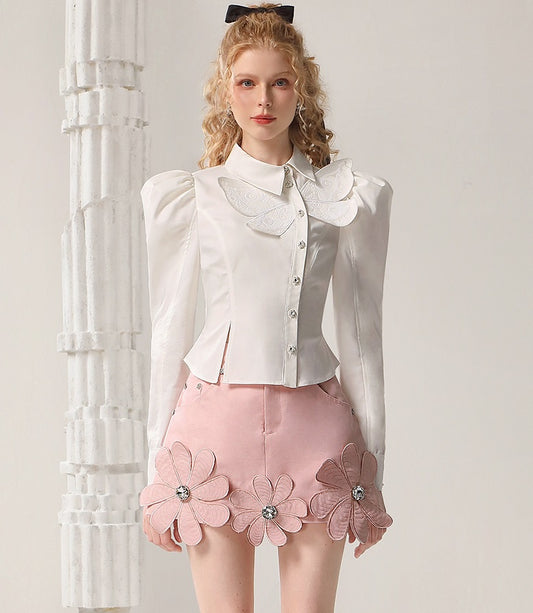 CHECOCRE New Retro Sleeve Butterfly Women's Top - GIO