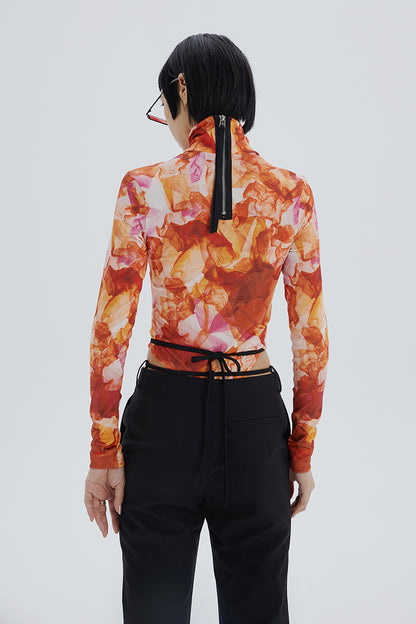 TINY IN art print t-shirt women's long sleeve slim top bodysuit -MACS