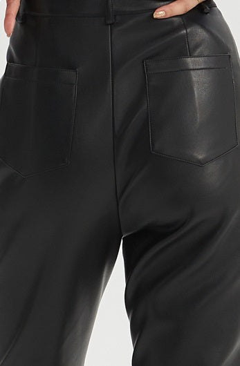 TINY IN zippered flared floor-length leather high waist pants -KON