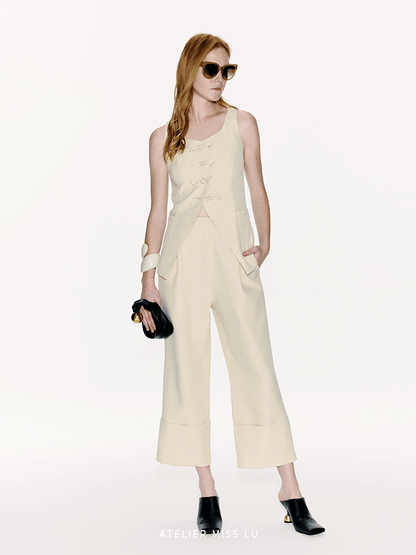 ATELIER MISS LU Authentic Rabbit Ears Ribbon Waist Waistcoat Top - YVONE.