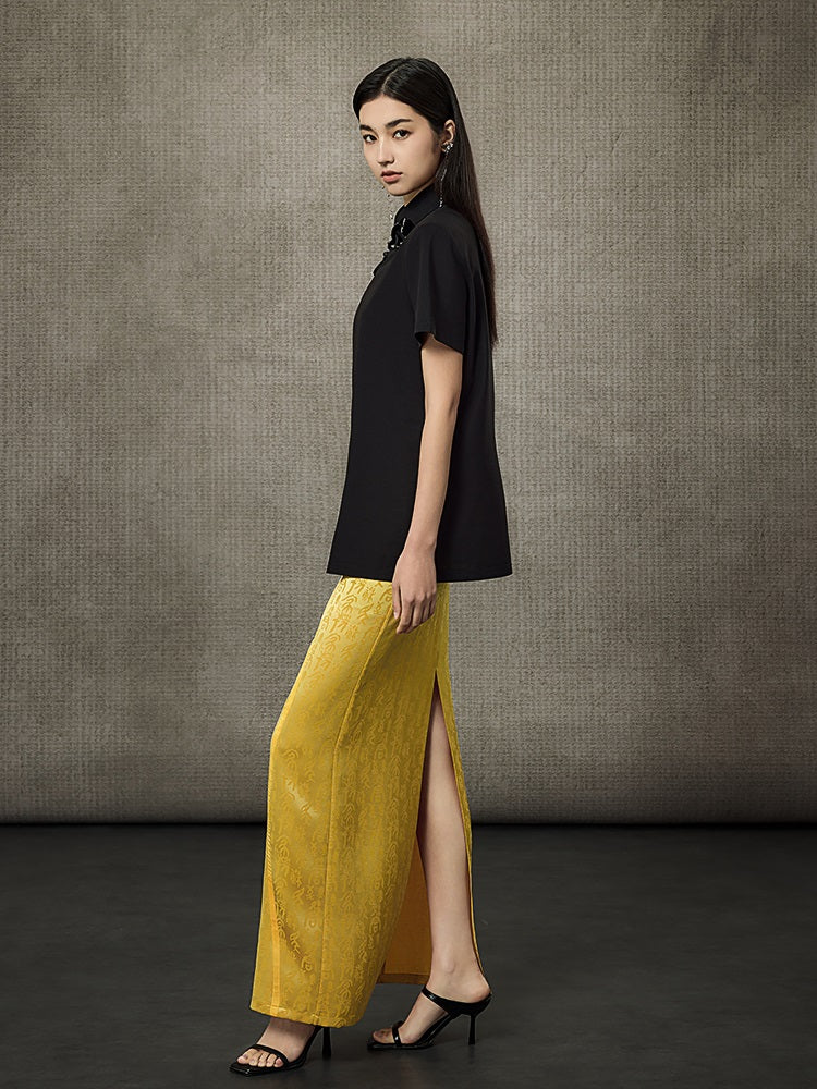 HECO Calligraphy Jacquard A-Line Elegant Skirt - SPIRIT.