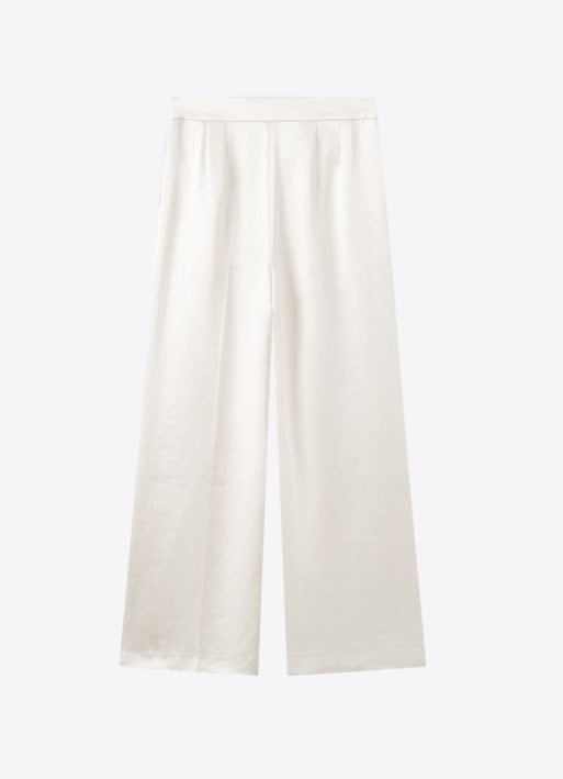 COMME MOI summer acetate texture commuter wide-leg pants - NAVY.
