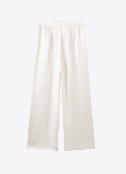 COMME MOI summer acetate texture commuter wide-leg pants - NAVY.