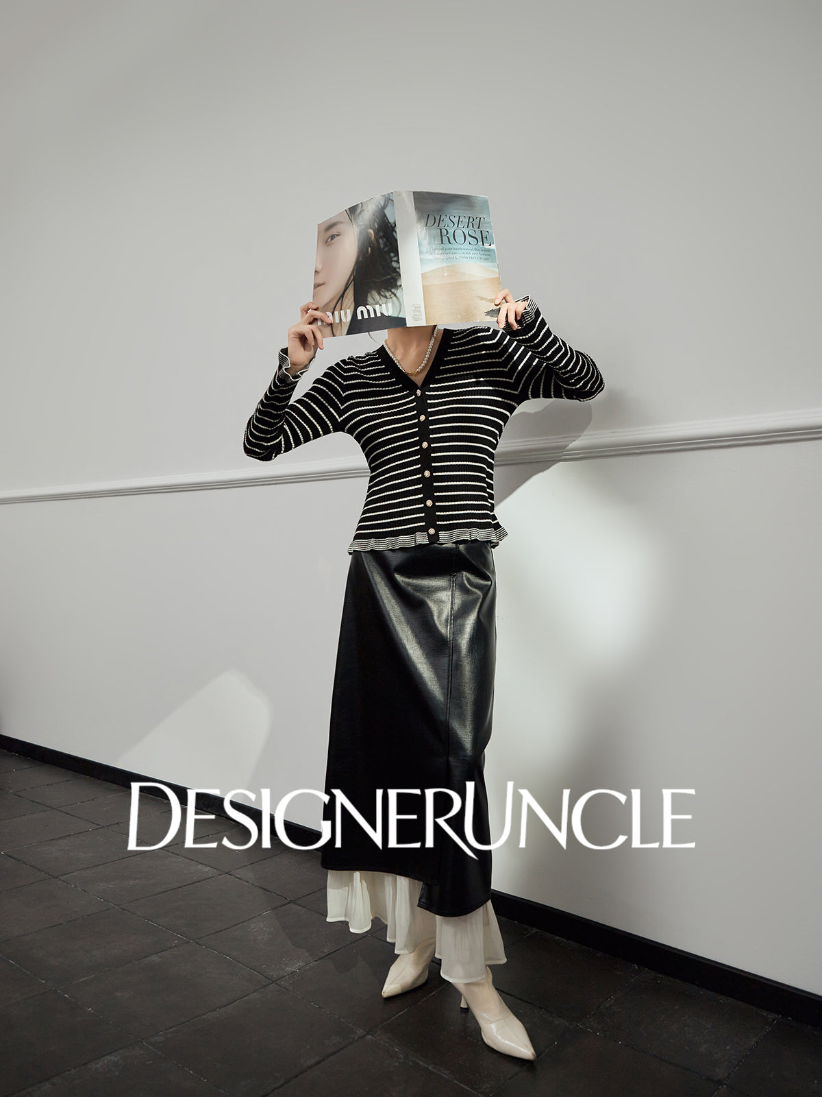 DGU "Ink Sequence" special black temperament and versatile slimming design striped jacket -  Francis ?