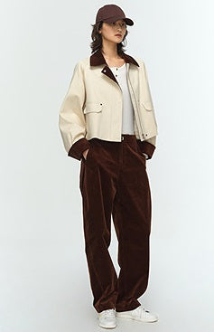 COMME MOI Lu Yan designer new women's contrasting corduroy cargo jacket - FLINCH.