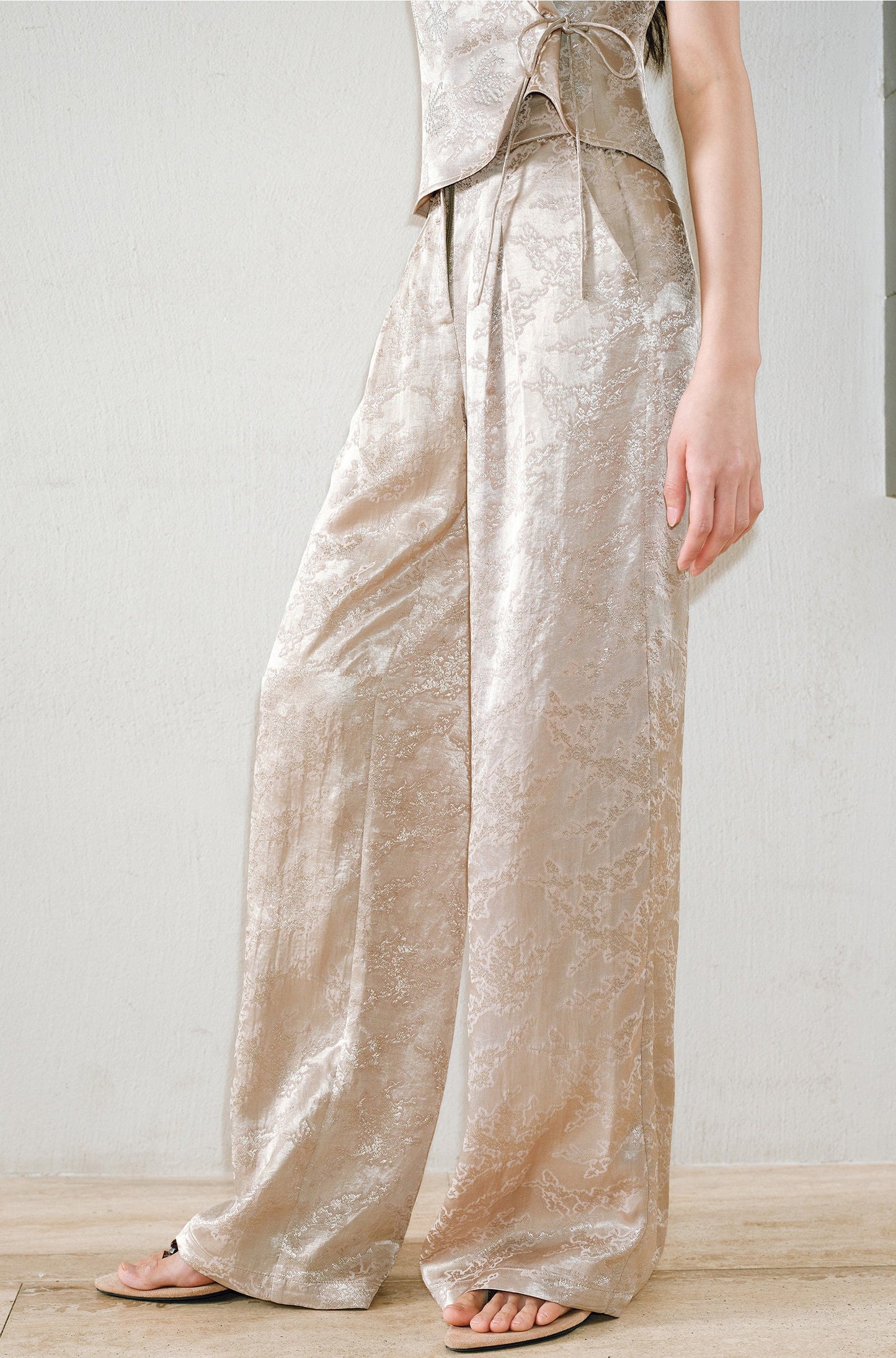 WANGXO  Cross-Strappy Top Relaxed Pants and Statement Silhouette Suits Set -ZAYA