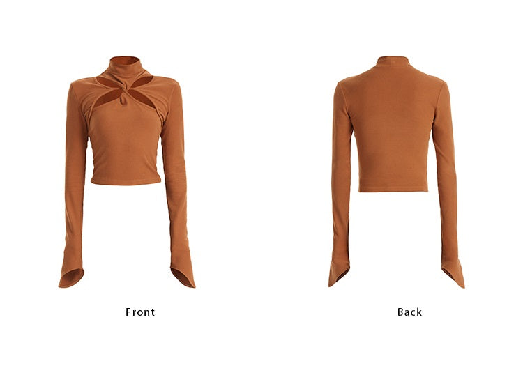 TINY IN cut-out brushed knit long sleeve sweater -WAKA