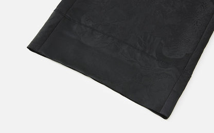ZHUCHONGYUN black new Chinese silk satin jacquard wide-leg trousers-LAD.