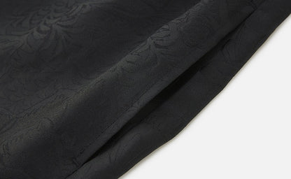 ZHUCHONGYUN black new Chinese silk satin jacquard wide-leg trousers-LAD.