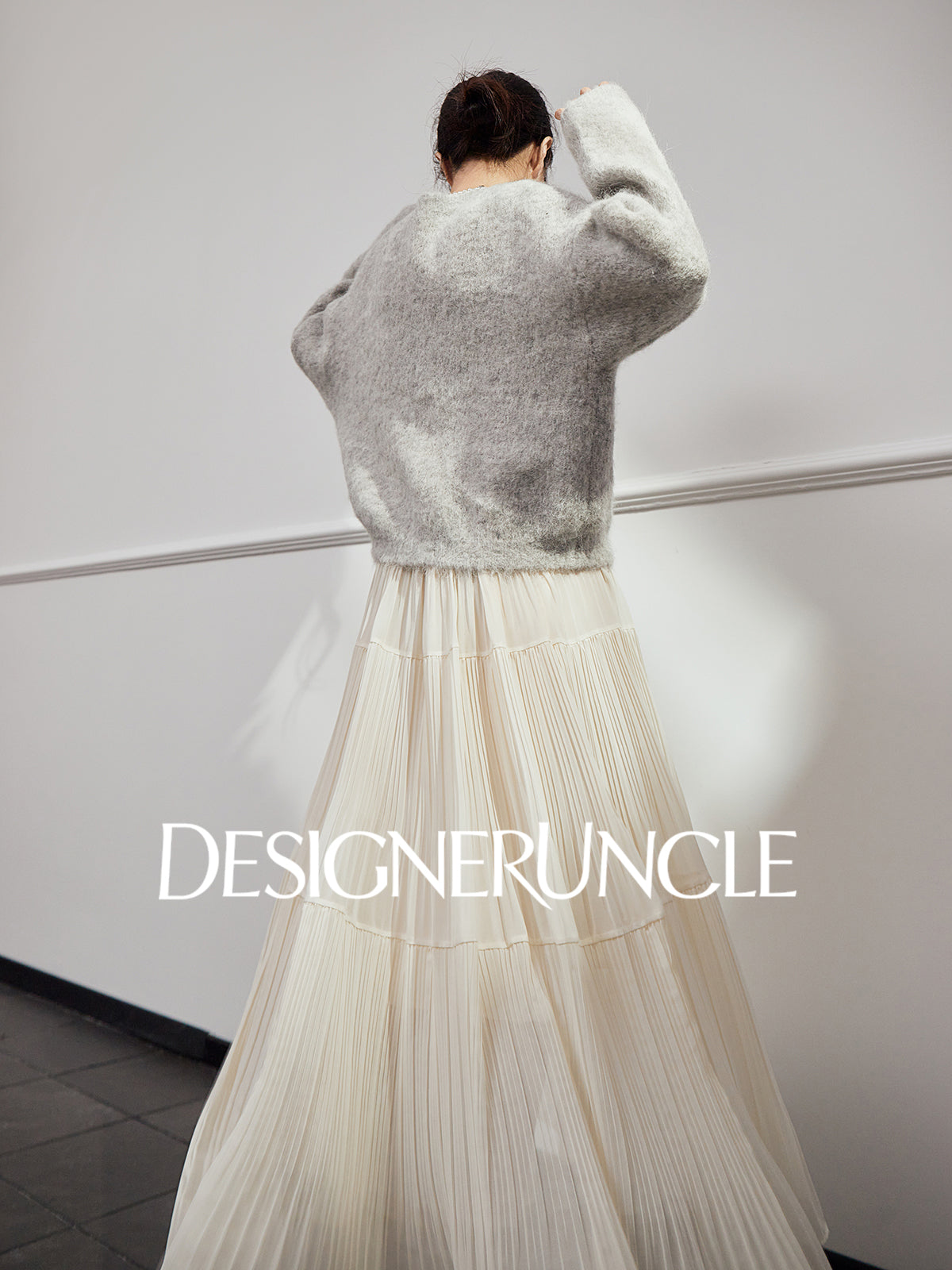 DGU "Suying" gray wool knitted sweater commuting slimming versatile top - EVID.