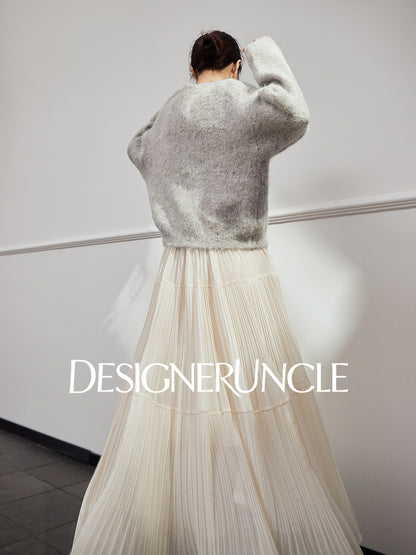 DGU "Suying" gray wool knitted sweater commuting slimming versatile top - EVID.