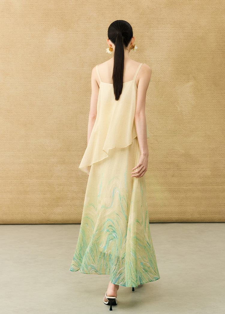 HECO Chinese Layered  Summer Smudge Temperament Long dress- ZING.