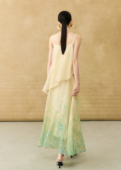 HECO Chinese Layered  Summer Smudge Temperament Long dress- ZING.