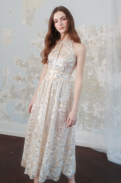 Wardrobes by Chen Gold  Couture with Floral Embroidery Sequin Banquet Dress-Onome