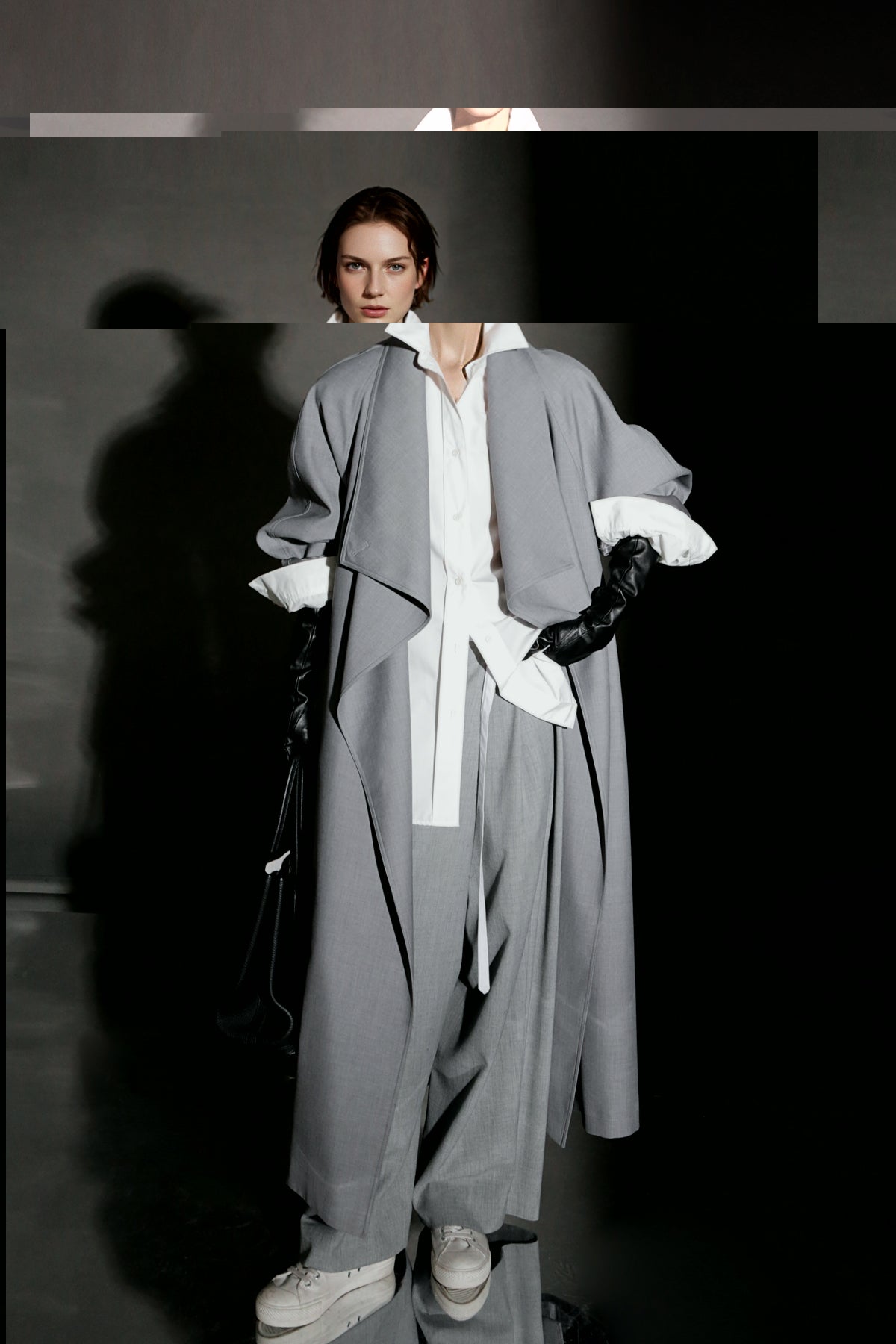 PIAOIN Haute Couture Large-lapel Silhouette Trench Coat Jacket -BECK
