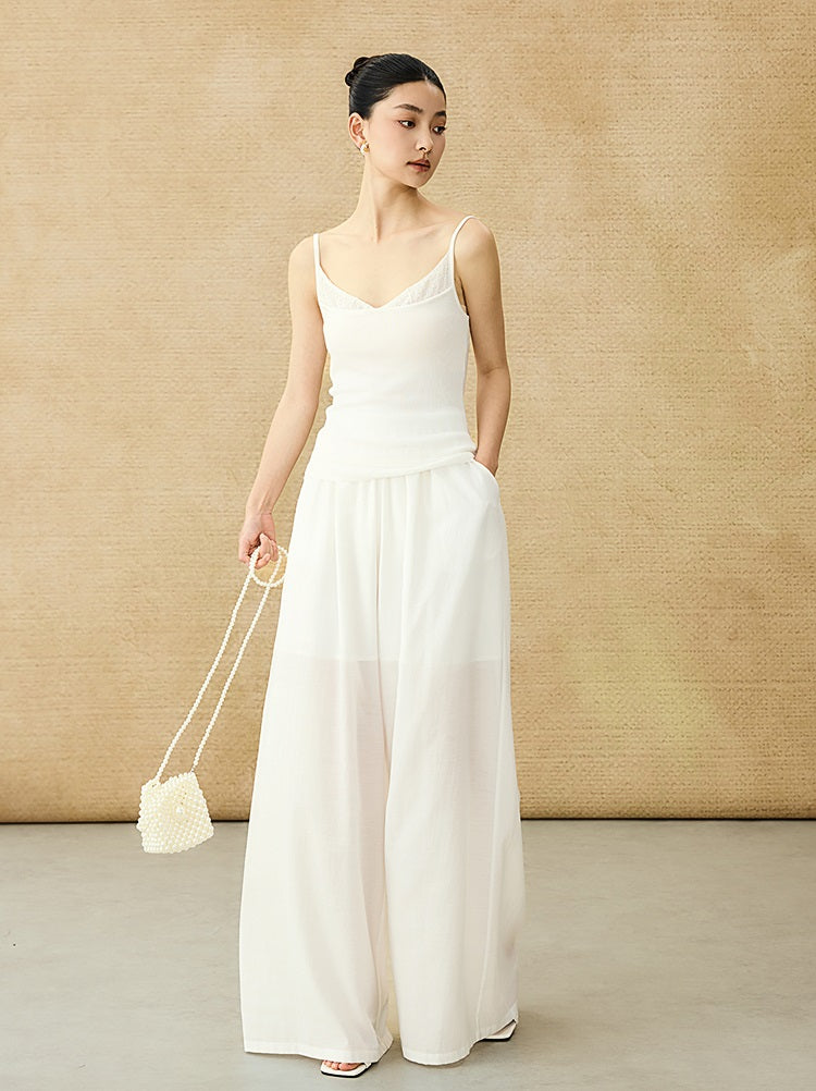 HECO Chinese Lace Edge Camisole Breathable Tencel Versatile Top - REACH.