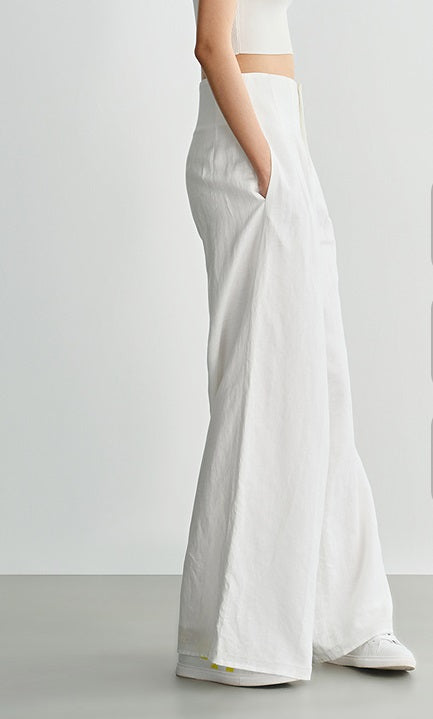 COMME MOI women's light linen wide-leg pant suit set - MESSIAH.