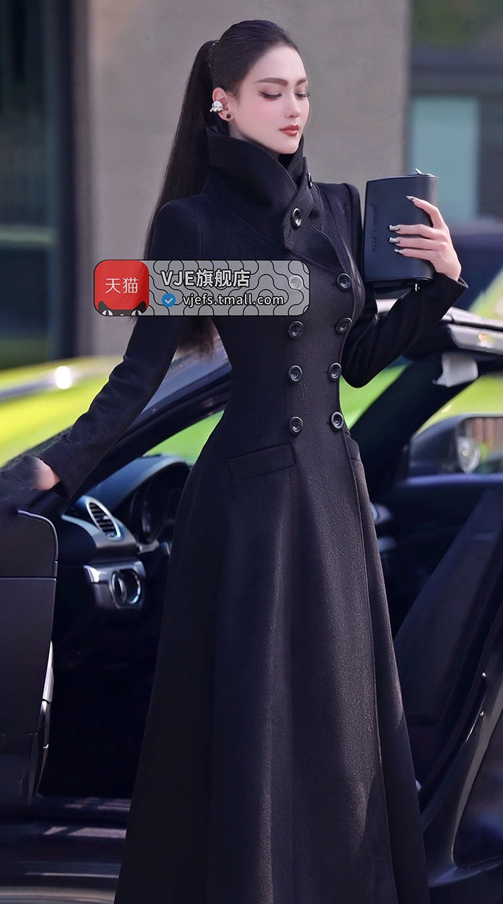 VJE  Warm Woolen Double-breasted Thickened Coat-JONG.