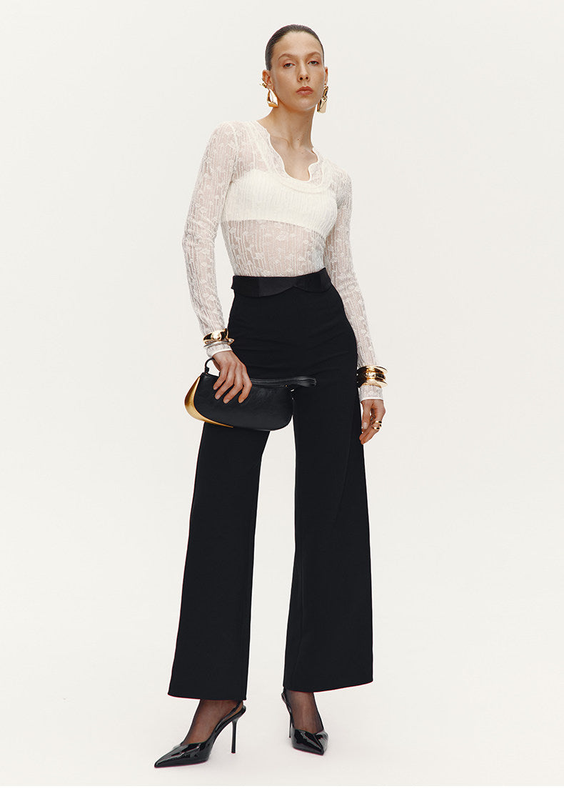 ATELIER MISS LU Fall/Winter Waist Two-Wear Design High-Waist Wide-leg Pants - THEO.