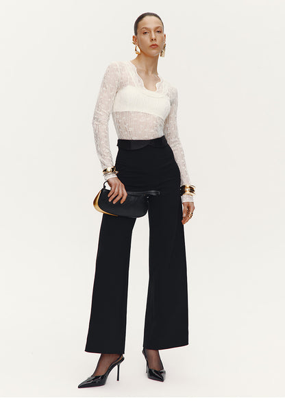ATELIER MISS LU Fall/Winter Waist Two-Wear Design High-Waist Wide-leg Pants - THEO.