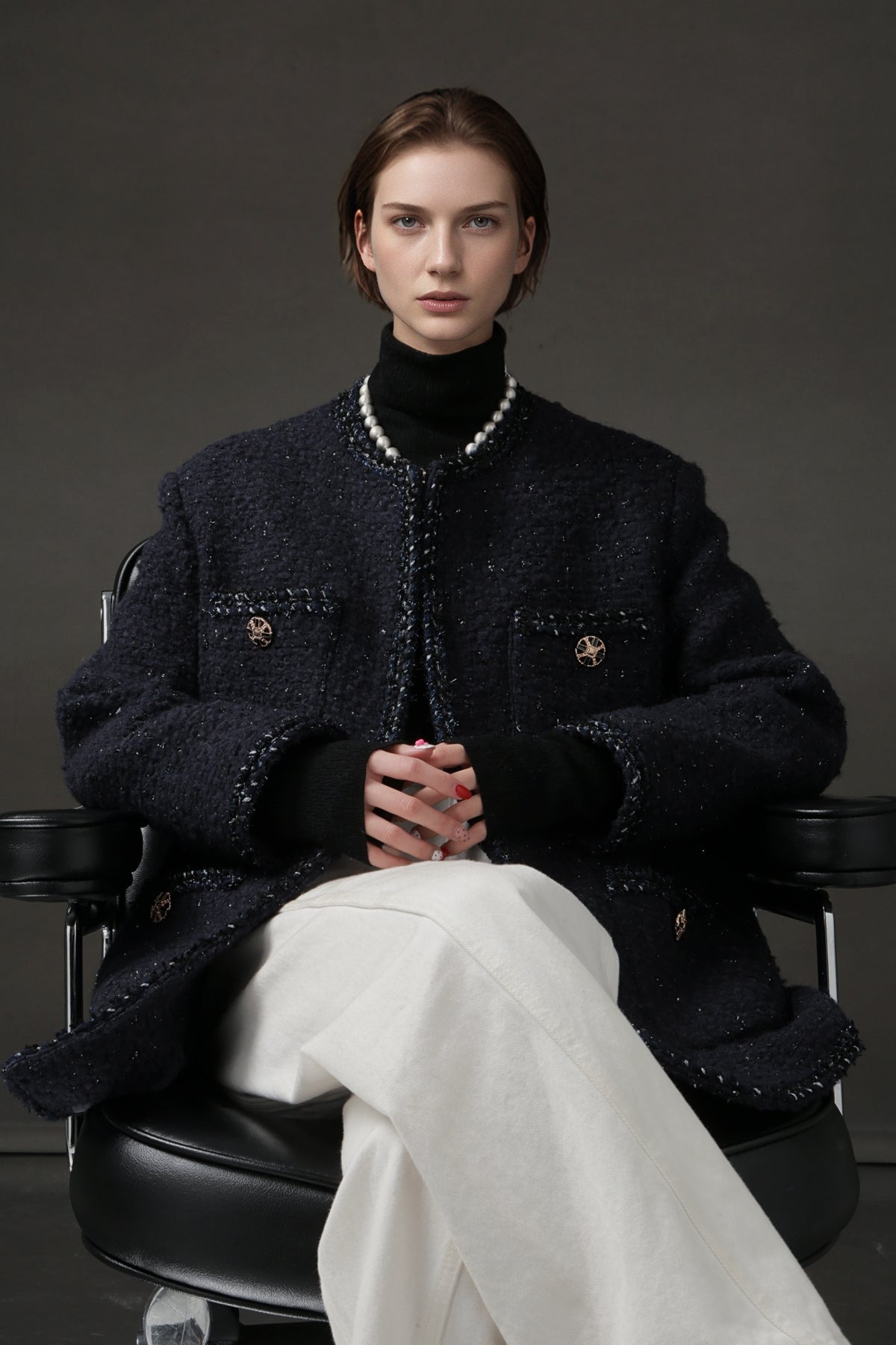 PIAOIN Elegant and Luxurious Small French Wool Short Jacket Spring-TIA