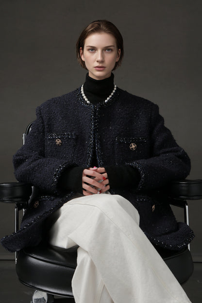 PIAOIN Elegant and Luxurious Small French Wool Short Jacket Spring-TIA