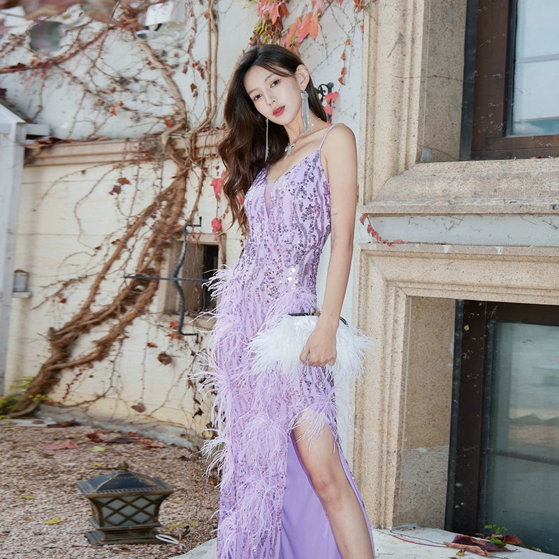 DOLLY Elegant Sleeveless Embroidery High Waist Long Fishtail Cocktail Dress-ZETA