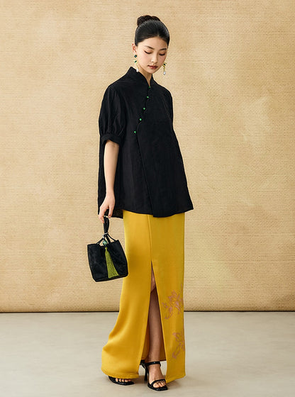 HECO summer high-waisted straight hip slit long skirt - KRISTOFF.