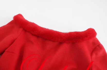 Le Palais Vintage Red Trim Tweed Off-the-Shoulder Dress-DANA